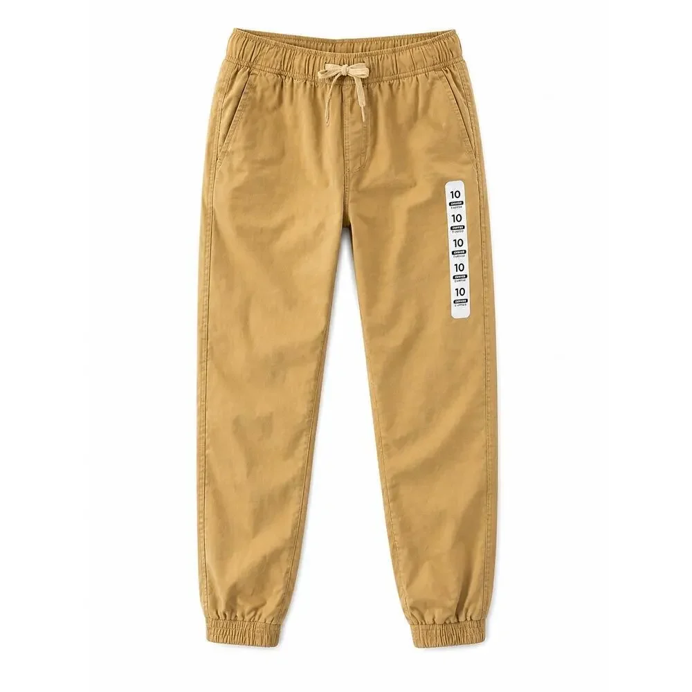 Children’s Place Boys Khaki Jogger Pants Size 10 Elastic Waist Pull-On Beige